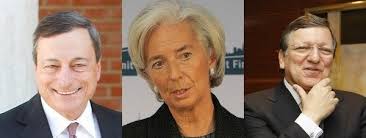 Draghi,Lagarde y Barrosso, los tres representantes de la troika