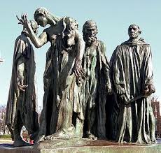 Monumental escultura de Auguste Rodin en recuerdo de los Los Burgueses de Calais que se ofrecieron a los ingleses para salvar la vida de los habitantes de la ciudad 