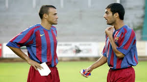 Luis Enrsique y Pep Guardiola cuando formaban parte de la plantilla de jugadores del Barça