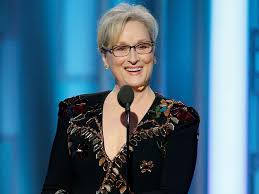 La veterana actriz Merlyn Streep criticandi implícitamente el fondo y las formas de Donald Trump en la ceremonia de los Globos de Oro de Hollywood