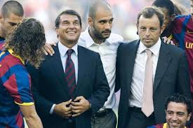 Jan Laporta, Pep Guardiola y Sandro Rosell