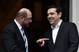 Martin Schulz, presidente del Parlamento Europeo, y Alexis Tsipras, primer ministro griego