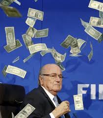 Lluvia de dólares sobre Blatter en una conferencia de prensa. 