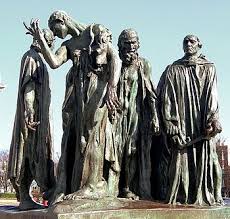 Monumental escultura de Auguste Rodin en recuerdo de los Los Burgueses de Calais que se ofrecieron a los ingleses para salvar la vida de los habitantes de la ciudad