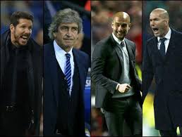 Los cuatro entrenadores que aspiran a ganar la Champions. Simeone, Pellegrini,Guardiola y Zidane. Perfiles singulares, únicos.