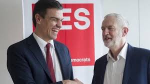 Jeremy corbyn y Pedro Sánchez, líderes del socialismo británico y español, con pocas posibilidades de ganar elecciones