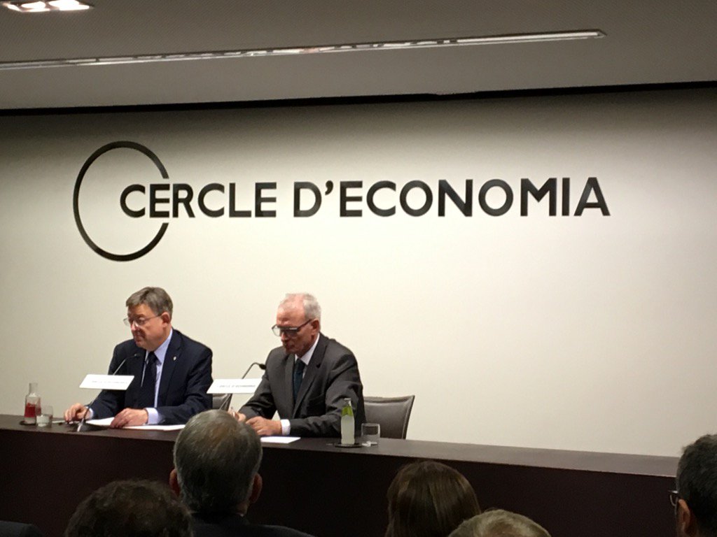 El president de Valencia, Ximo Puig, en el Cerecle de Economia, presentado por Anton Costas